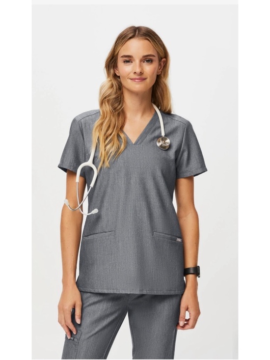 Figs Tops - FIGS Casma Scrub Top Graphite Small